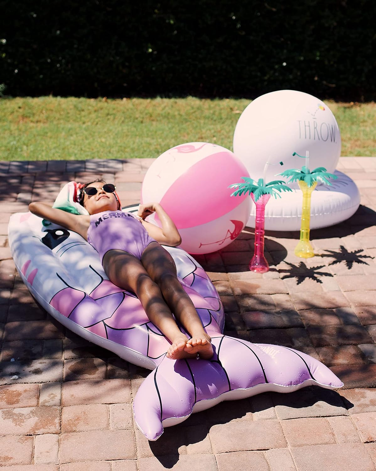 Coconut Outdoor Purrfect Purrmaid Pool Float Inflatable Raft – Durable Long Lasting 5.6 Foot Lounge Tube and Water Toy – Fun Decoration for Parties, Events – Ages 8+ Years