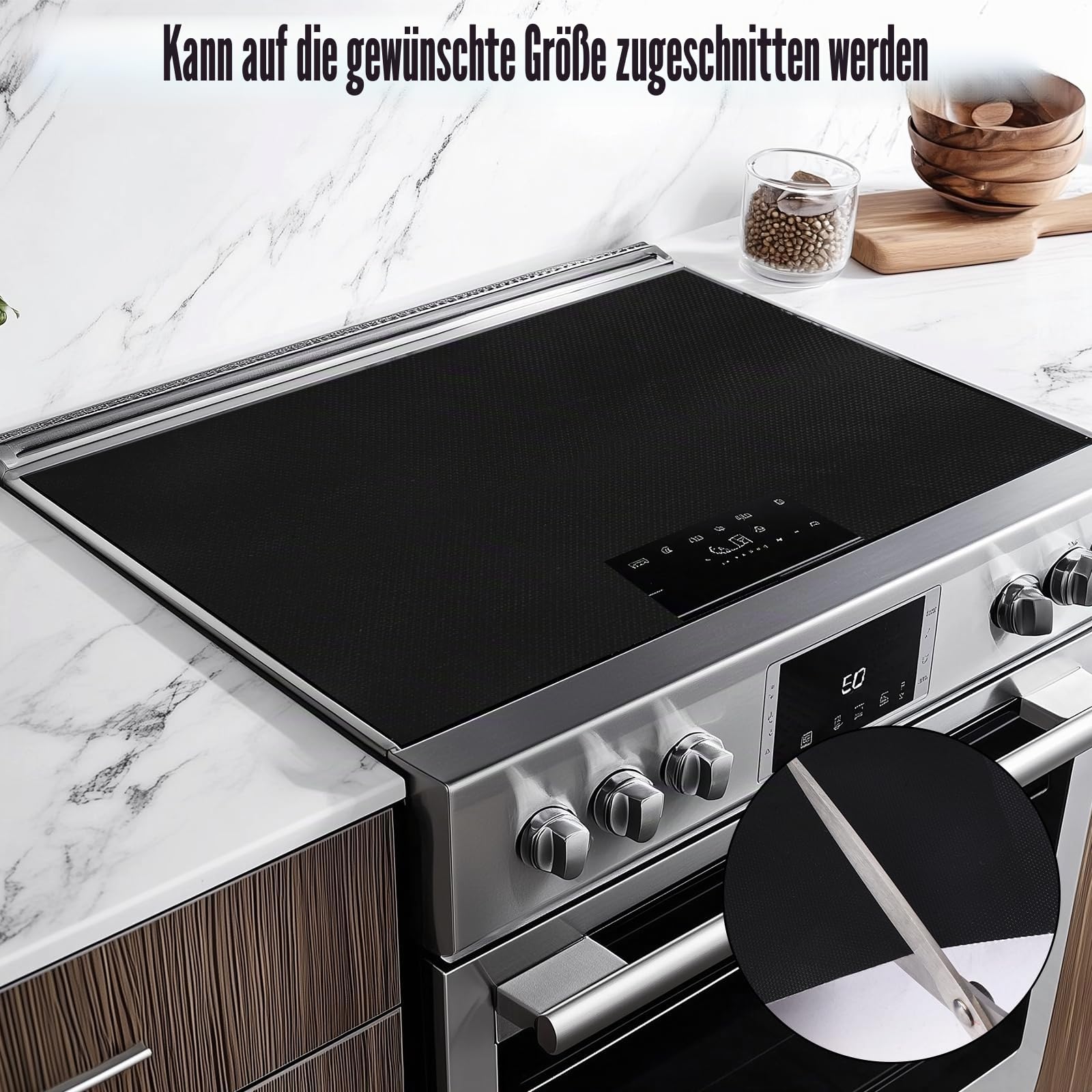 2 Stück Induktionskochfeld Schutzmatte, 2 Größen Kochfeld Schutzmatte | Schwarz Induktionsschutzmatte, Induktion Herdschutz Matte, Zuschneidbar, für Induktionsherd (40 x 60 cm, 54 x 90 cm)