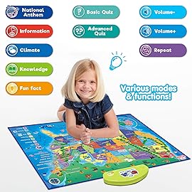 BEST LEARNING i-Poster My USA - Interactive Talking United States Map for Kids Ages 5-12 to Learn States, Capitals & Fun Facts