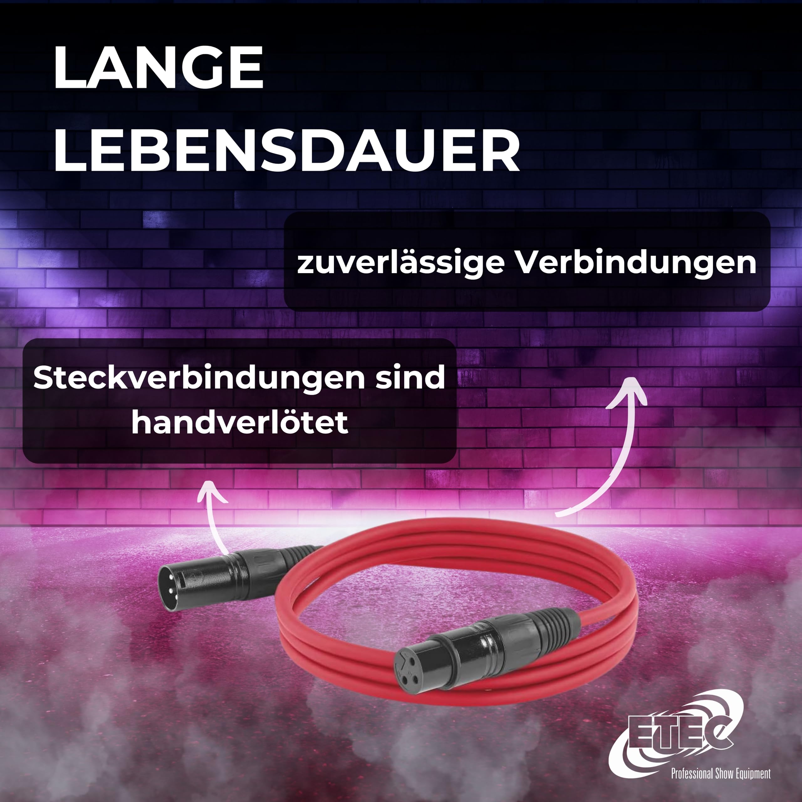 ETEC XLR - Cable de audio (10 unidades, 3 m, cable de micrófono DMX OFC), color rojo