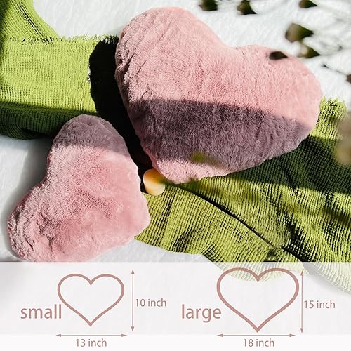 Miniatura 8 de EastTree Almohadas de corazón, almohadas en forma de corazón rosa polvoriento, almohadas de amor, ultra imitación de piel de conejo, almohadas