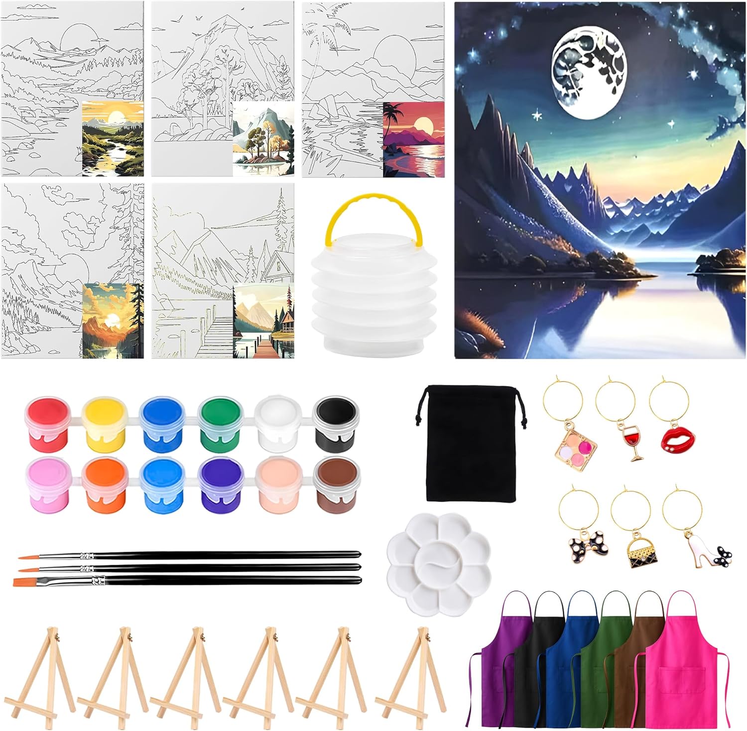 M7 Trends Pre-Drawn Canvas Painting Kit – Relaxing DIY Art Set with Landscape Design, Vibrant Acrylic Paints & Brushes – Ideal for Beginners, Adults & Kids Landscapes