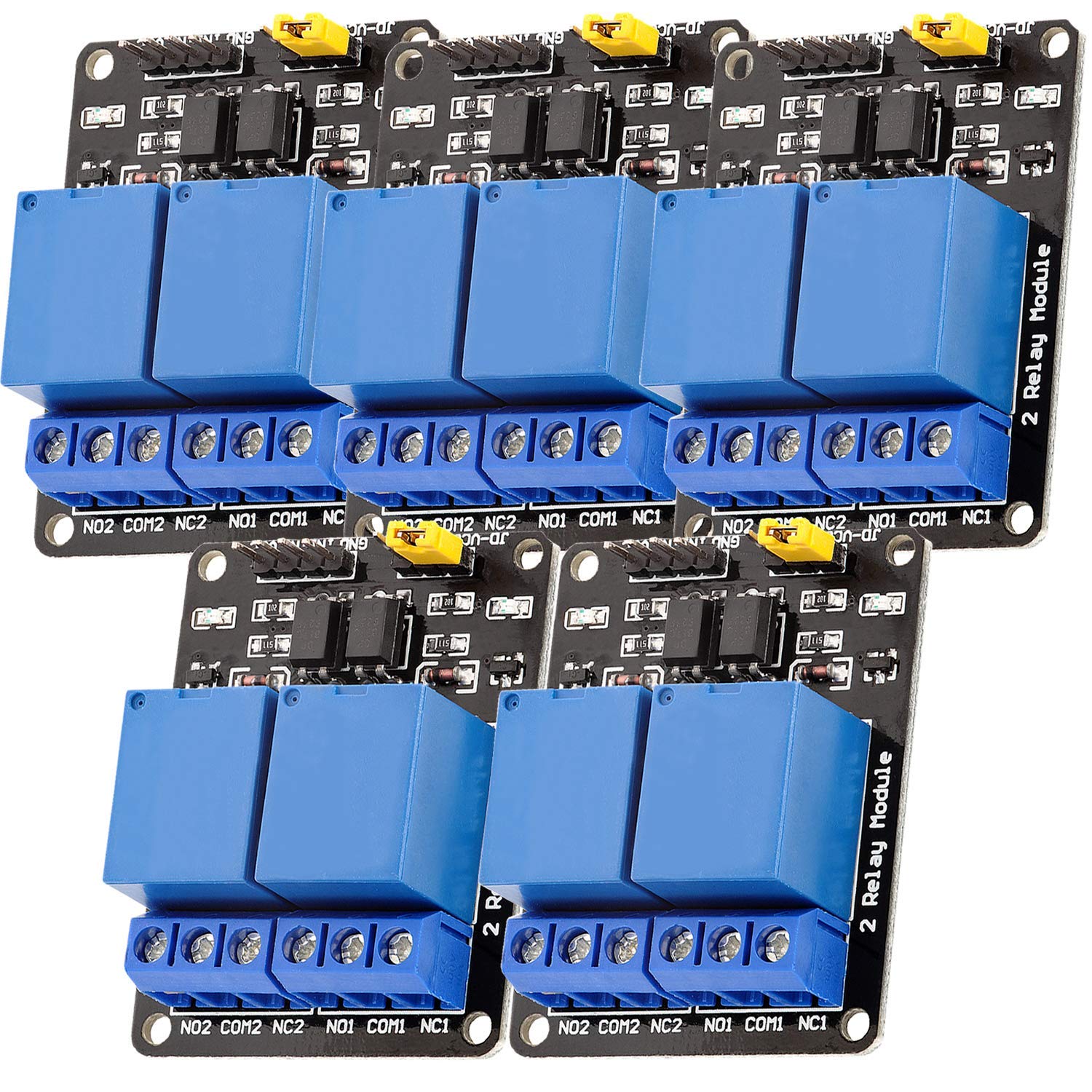 AZDelivery 5 x 2-Relais Modul 5V mit Optokoppler Low-Level-Trigger kompatibel mit Arduino inklusive E-Book!
