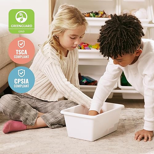 Miniatura 7 de ECR4Kids Organizador de 3 niveles con estante y 9 contenedores, almacenamiento de juguetes, natural oscuroblanco