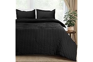 Utopia Bedding Seersucker Duvet Cover Queen Black