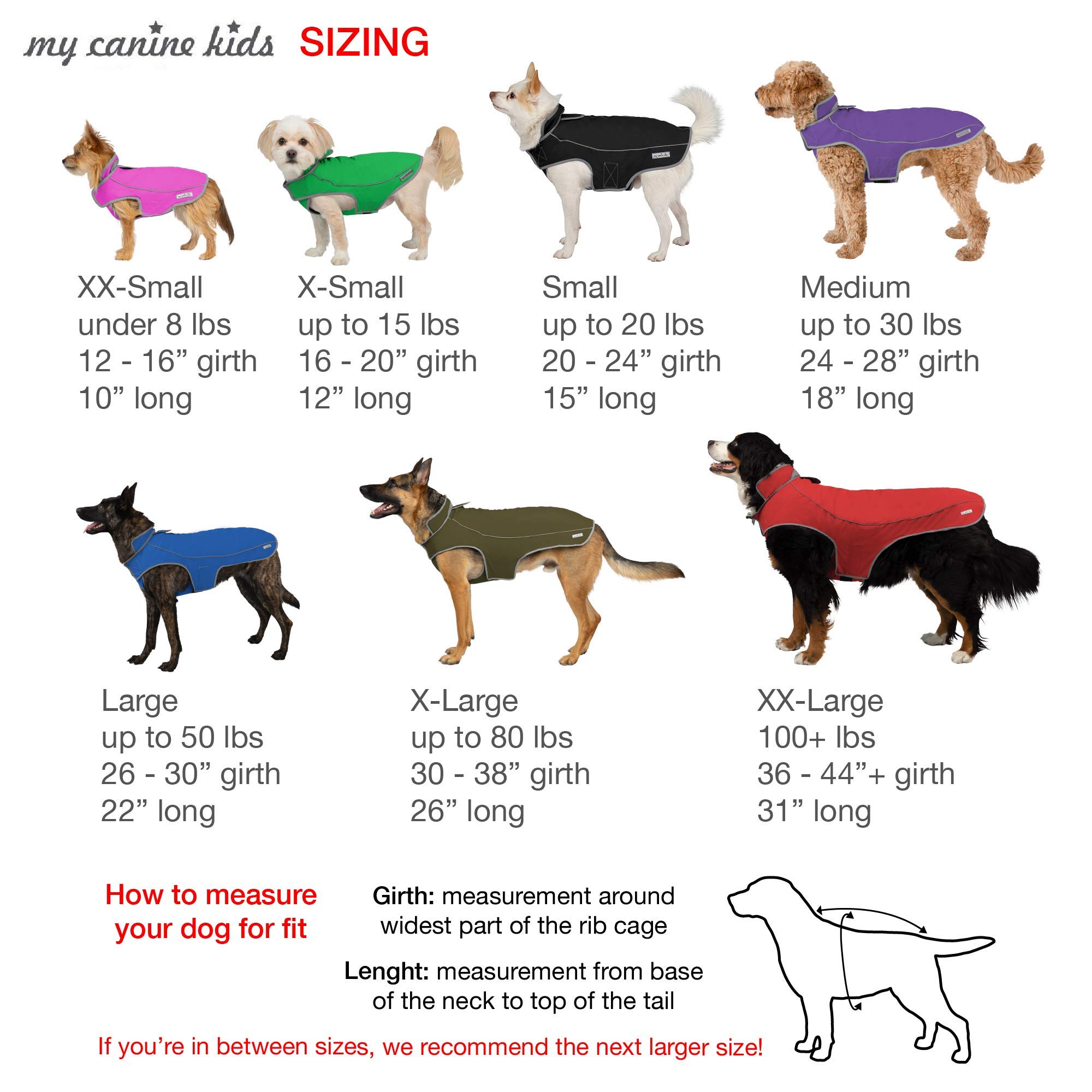 Ajuste de precisión Sport Parka – mejor cálido invierno abrigo para perros (forro polar, nailon impermeable, ajustable, ribetes todas las razas, tamaño XXS a XXL. Pequeño, taza, pequeño, extra grande XL, Gran Perro, mi canina Kids