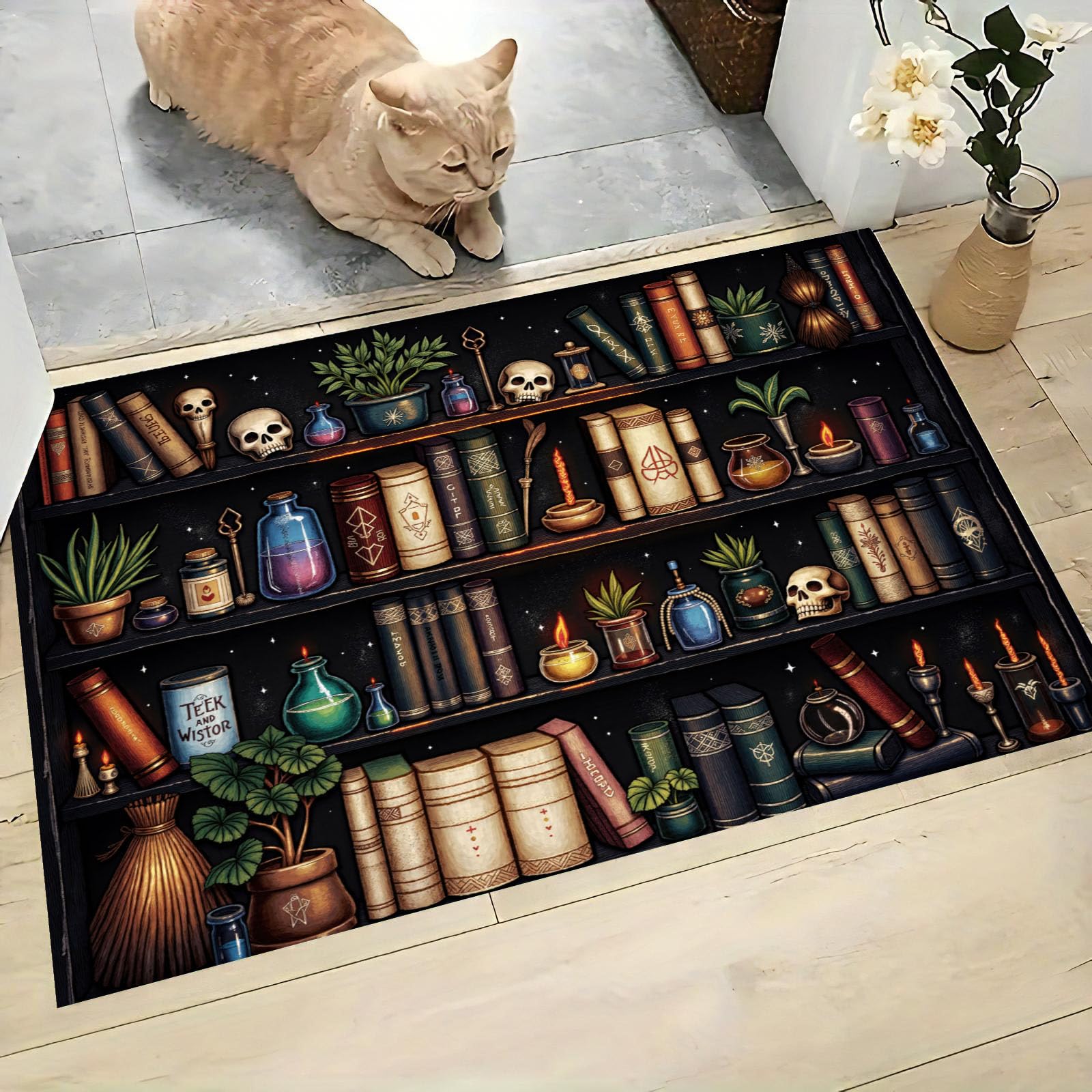 Paillasson intérieur rétro lavable 45x75cm pour entrée et buanderie
