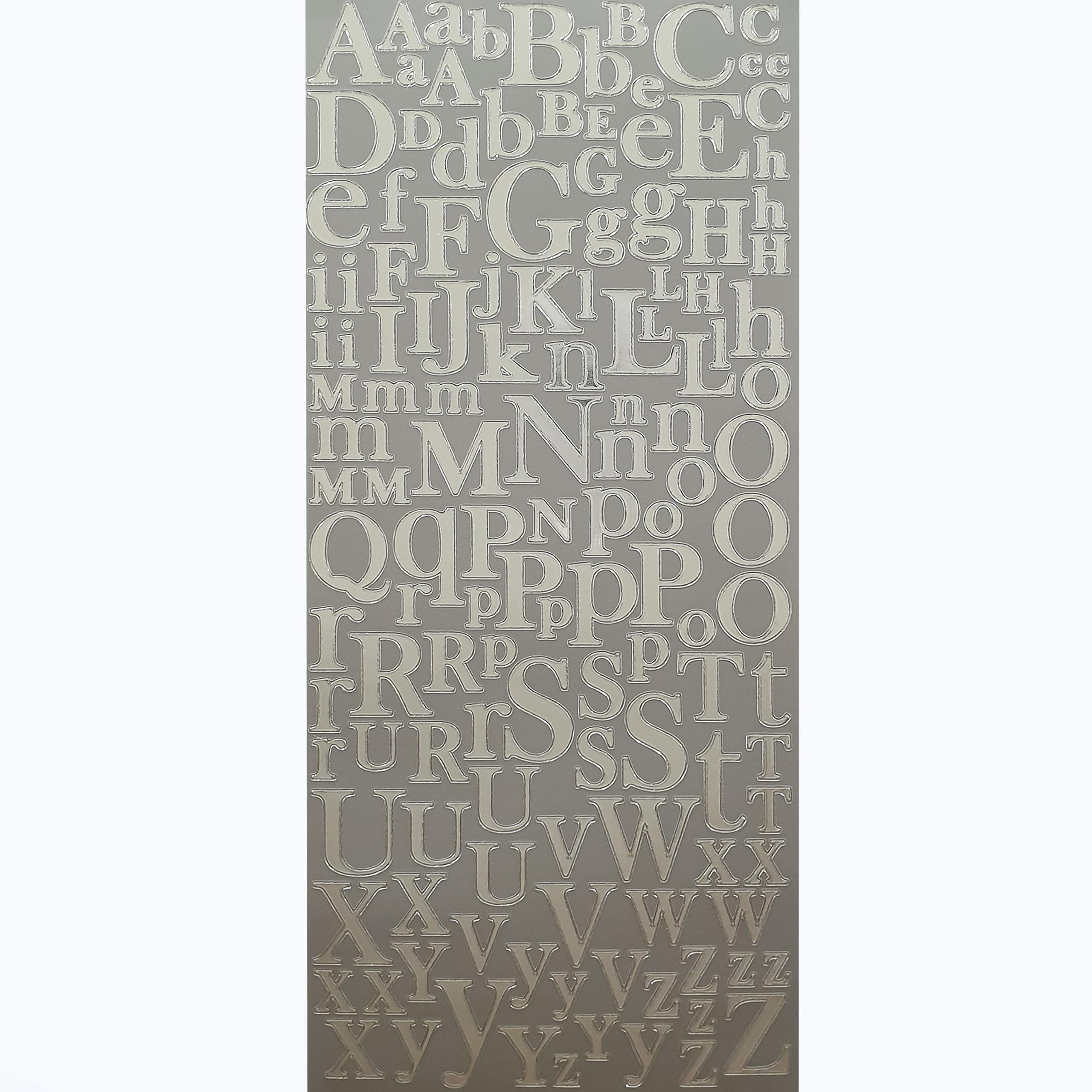 Pebble Eleven Silver Premium Quality Letter Stickers, Self Adhesive A-Z Alphabet Outline Stickers For Art Craft Decoration (Mixed Serif )