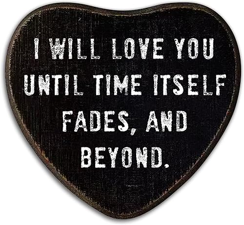 Miniatura 9 de Decoración gótica de pared de San Valentín – Your Heartbeat Sings To Me – Placa en forma de corazón negro – Letrero colgante de madera – Decoración