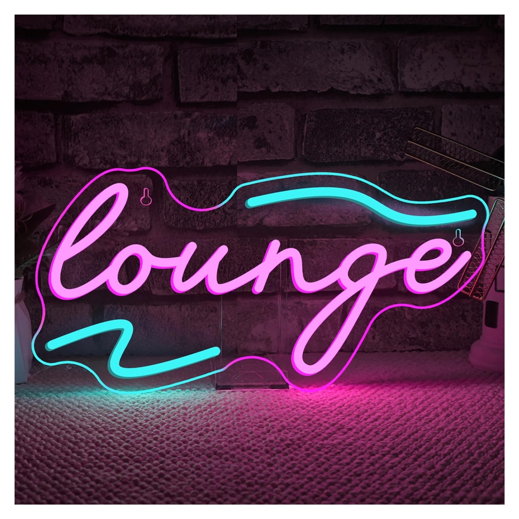 Hängende Kunst-Leuchtreklamen Neonschild Lounge USB-dimmbar, Für Zimmer, Bar, Hotel, Café, Nachtclub, VIP, Männerhöhle, Zuhause, Schlafzimmer, Dekoration 14.6×7.1in