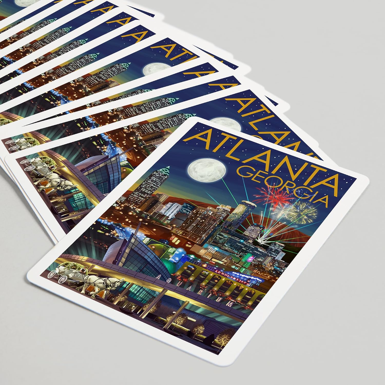 Lantern Press Atlanta, Georgia, Skyline at Night, 52 Playing Cards for Adults, Poker Size Card Deck