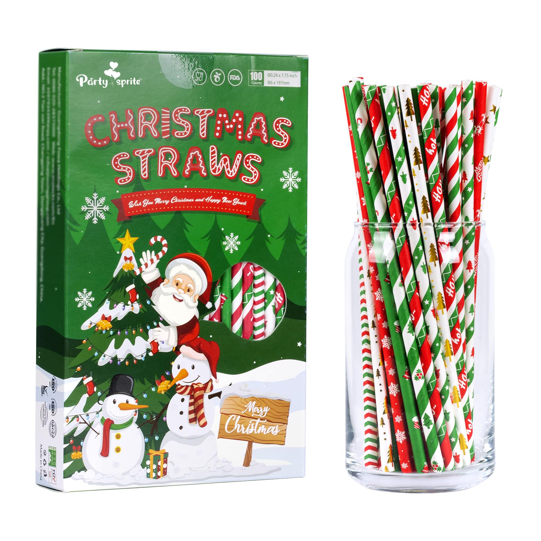 Christmas Paper Straws 10 Styles Red Green Gold Christmas Drinking Straws Snowflake Tree Decorations Straws for Christmas New Year