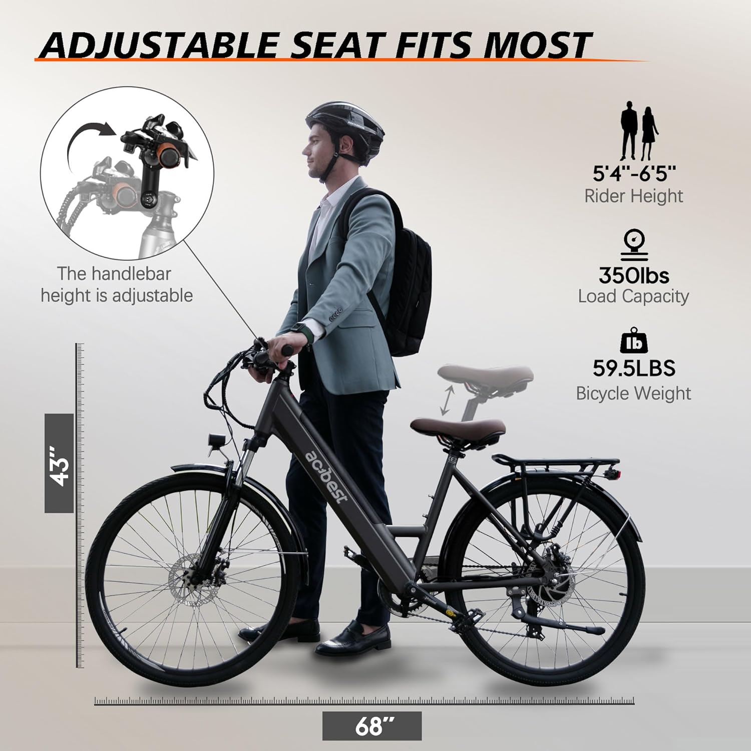 ACTBEST Core Electric Bike for Adults - 468Wh Removable Battery, 26 inch Step Thru Electric Bicycle, 350W(Peak 500W) Brushless Motor Cityrun Ebike, with 7 Speed, Up to 50 Miles, E-Bikes