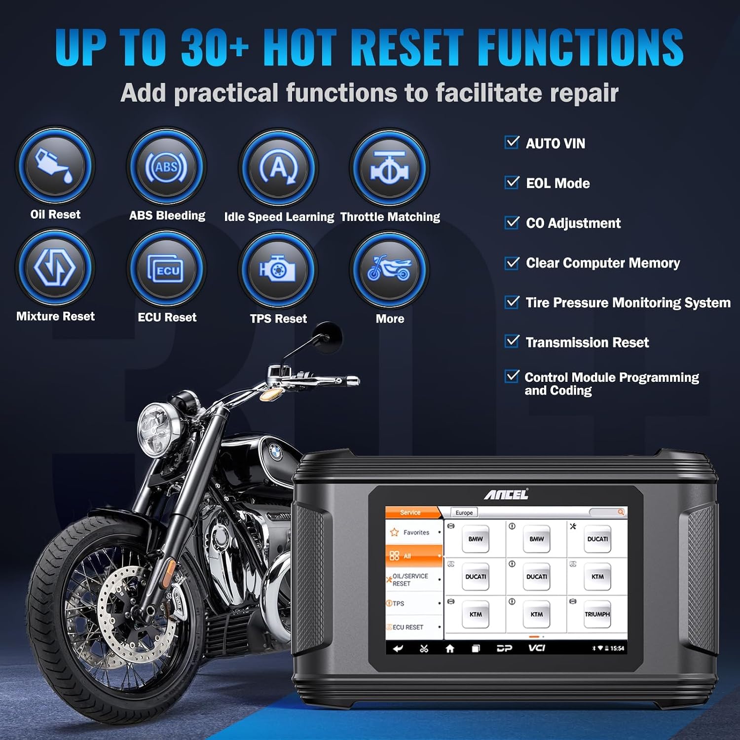 ANCEL MT510 with various motorcycle brands
