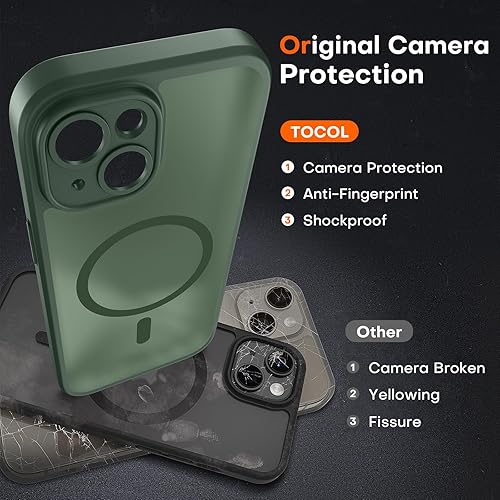 Miniatura 81 de TOCOL Funda magnética 3 en 1 para iPhone 15 Pro, mejorada [protección completa de cámara] con 2 protectores de pantalla, compatible con MagSafe, Gris