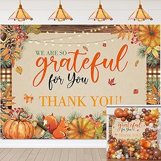 Fall Thank You for All You Do Banner Backdrop Autumn Thanksgiving We are So Grateful for You Party Background Pumpkin Friendsgiving Party Decorations Banner Photo Booth Props (94X70 inch (8x6FT))