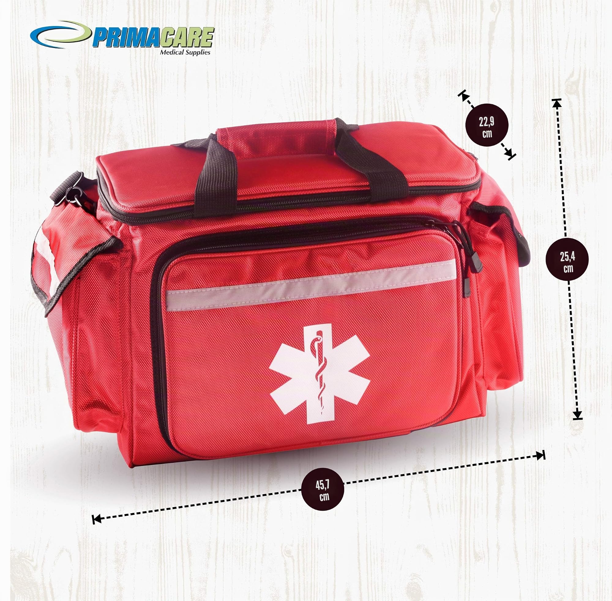 Primacare KB-1088 EMT Sac à bandoulière vide de luxe pour premiers secours avec 4 grands compartiments pour fournitures médicales d'urgence