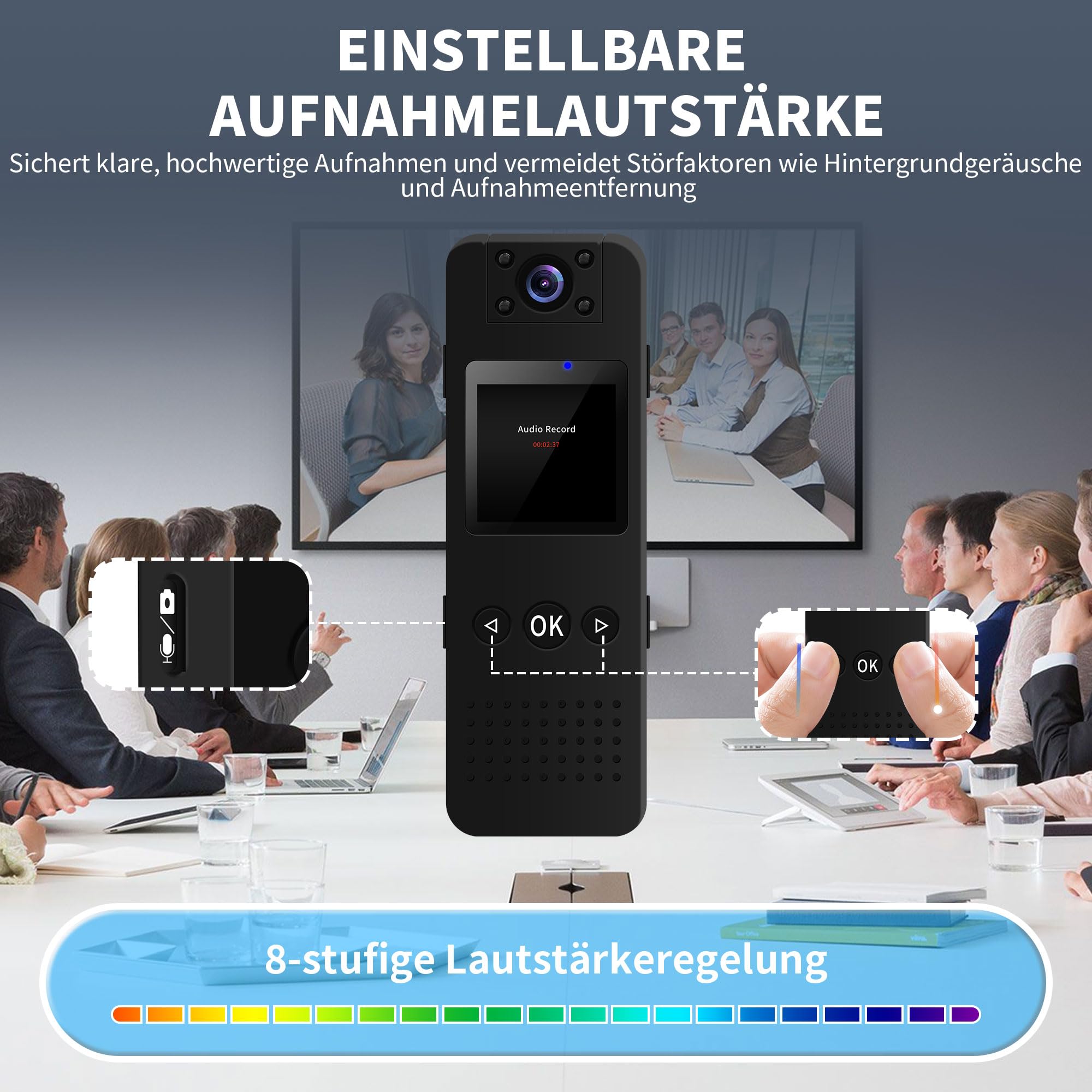4K Bodycam Körperkamera Mini, Body Cam mit APP, Mini Body Camera Bewegungserkennung Tragbare Überwachungskamera, Kleine Kamera ohne WLAN, Mini Kamera, Videokamera für Polizei/Sport