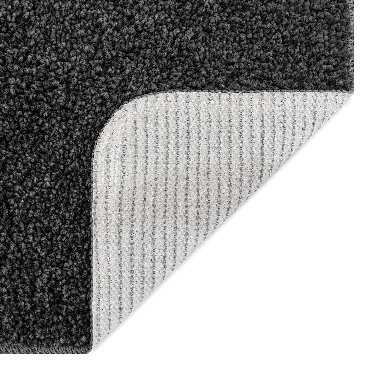 Lot de 3 tapis de bain antidérapants en polypropylène Gris foncé