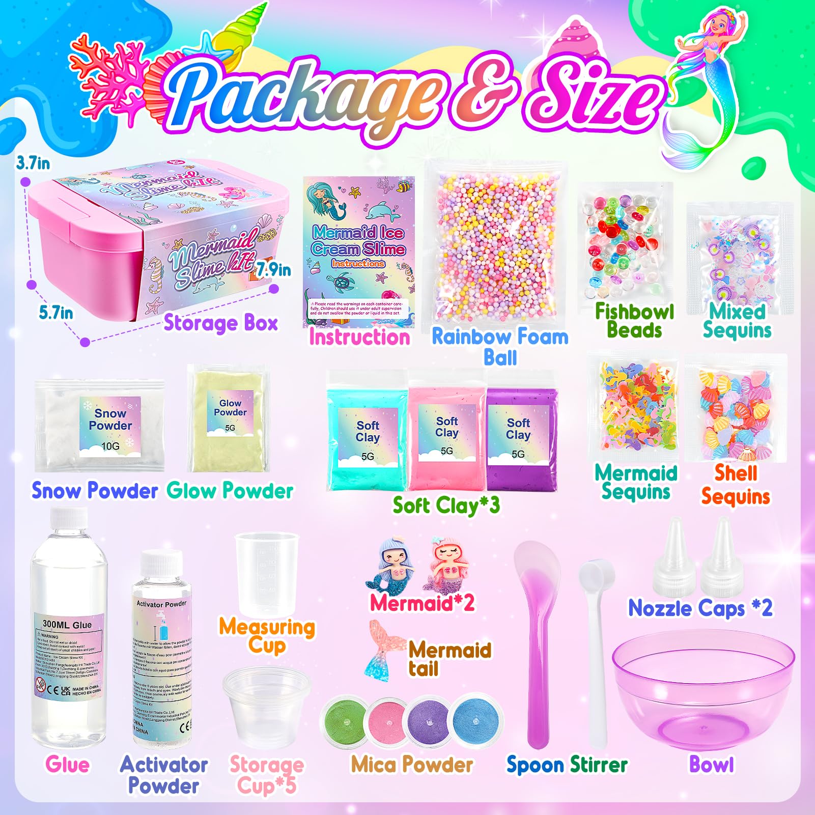 iKidiki Slime per Bambini, Regalo Natale Bambina 6 7 8 9 10 11 12 Anni Fluffy Slime Kit Giochi Bambina 6-12 Anni Femmina Kit Lavoretti Creativi Per Bambini Giocattoli Gioco Bamba
