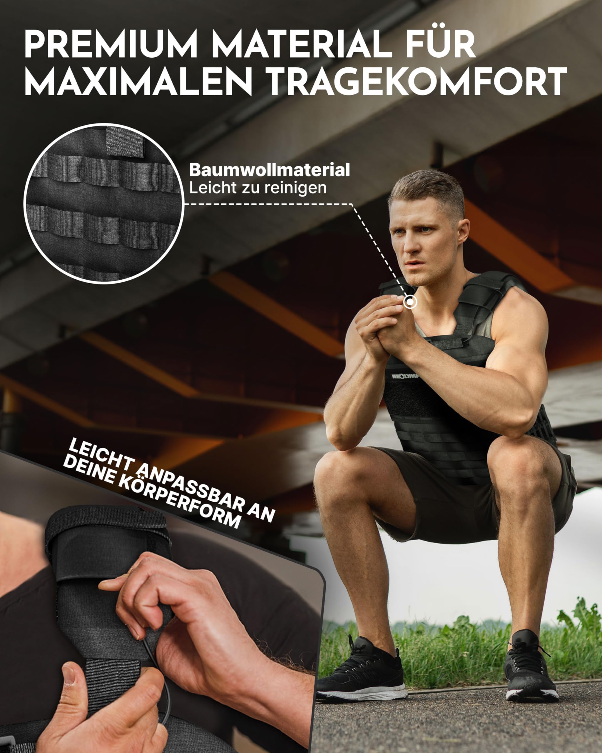 NEOLYMP Gewichtsweste – Unisex Weighted Vest – Plattenträger Weste mit Tasche – Kein Verrutschen – Atmungsaktiv & Verstellbar – Calisthenics Equipment – Weight Vest Home & Gym Training