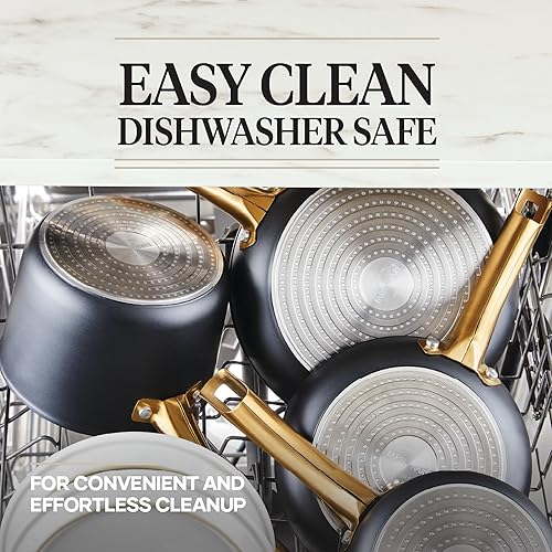 Miniatura 7 de Farberware Juego de ollas y sartenes antiadherentes de cerámica de inducción forjada con tapas y herramientas de cocina de cocina, apto