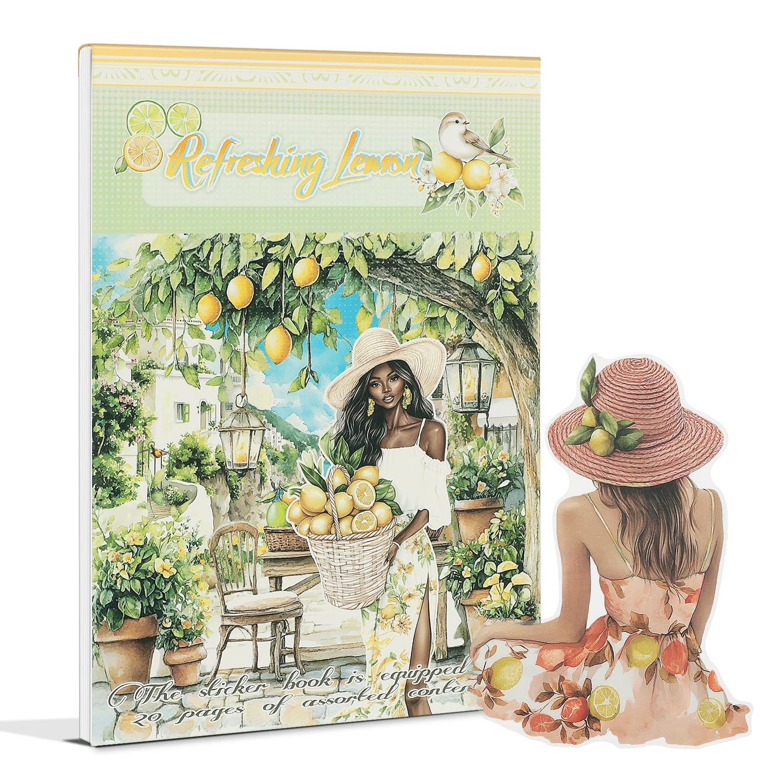 Snycler Refreshing Lemon Theme Sticker Scrapbooking Supplies for Junk Journal, 20 Sheets Stickers - Vintage Journaling Stickers, Ephemera Sticker Book Pre Cut, Junk Journal Supplies, Planner