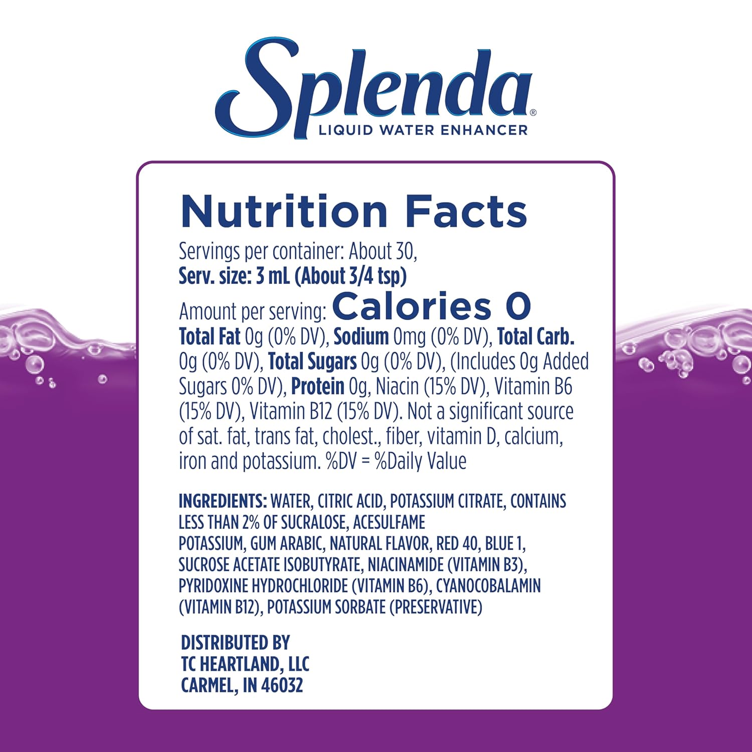 SPLENDA Liquid Water Enhancer Drops, Sugar Free, Zero Calorie, Natural Flavor, Concentrated Drink Mix, 3.11 Fl Oz Each Bottle (Grape, 2 Pack) - Image 2