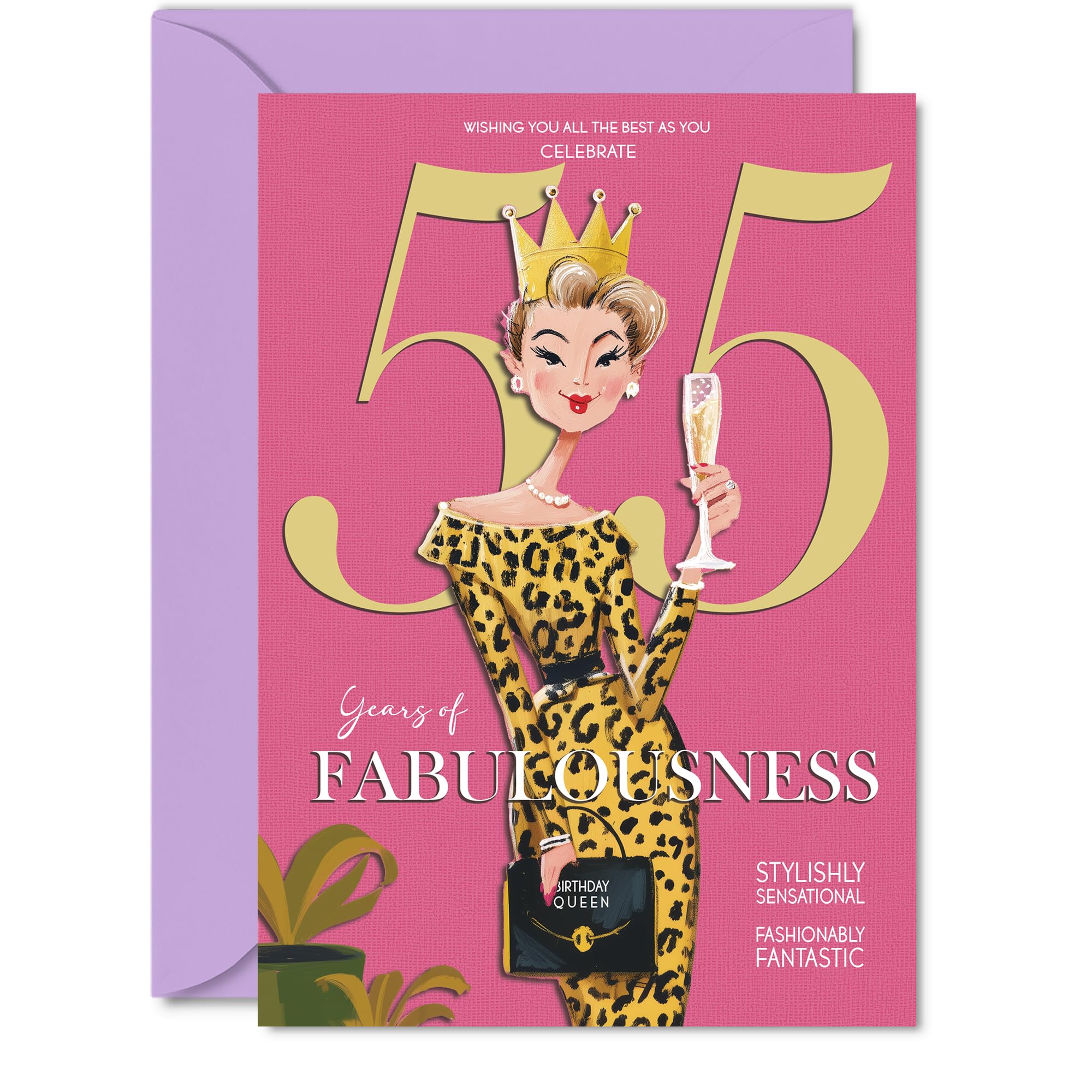 55th Birthday Cards for Women - Years Of Fabulousness - Happy Birthday Card for 55 Year Old Woman Friend Sister Wife Grandma, 5x7 Inch Bday Greeting Cards