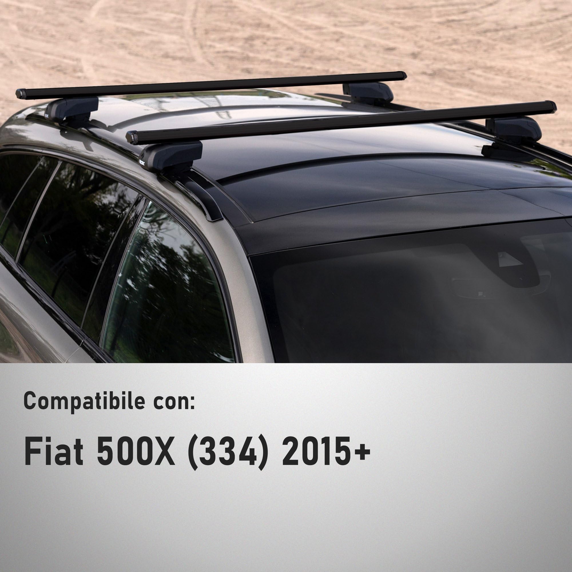 CHROMEMASTER Portapacchi da Tetto, Barre Tetto; Compatibile con Fiat 500X 2015+; Per il Trasporto di Box da Tetto, Portabiciclette, Scala | Struttura Leggera e Resistente in Alluminio
