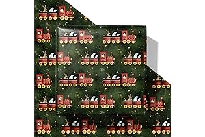 SaringSwoon Vintage Train Christmas Wrapping Paper