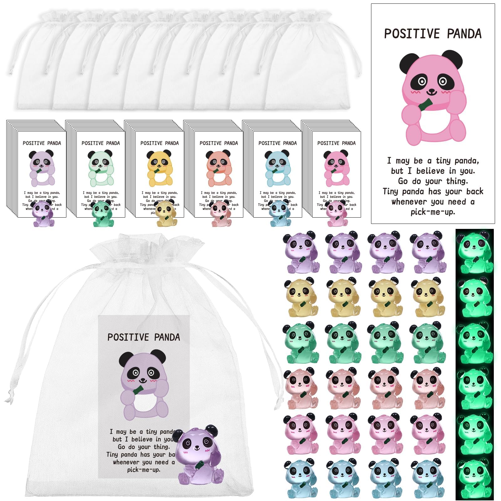 90PCS Employee Appreciation Gifts Bulk for Coworkers Thank You Staff Gift Animal Mini Panda Inspirational Note Cards Funny Resin Office Coworkers Appreciation Pocket Favors