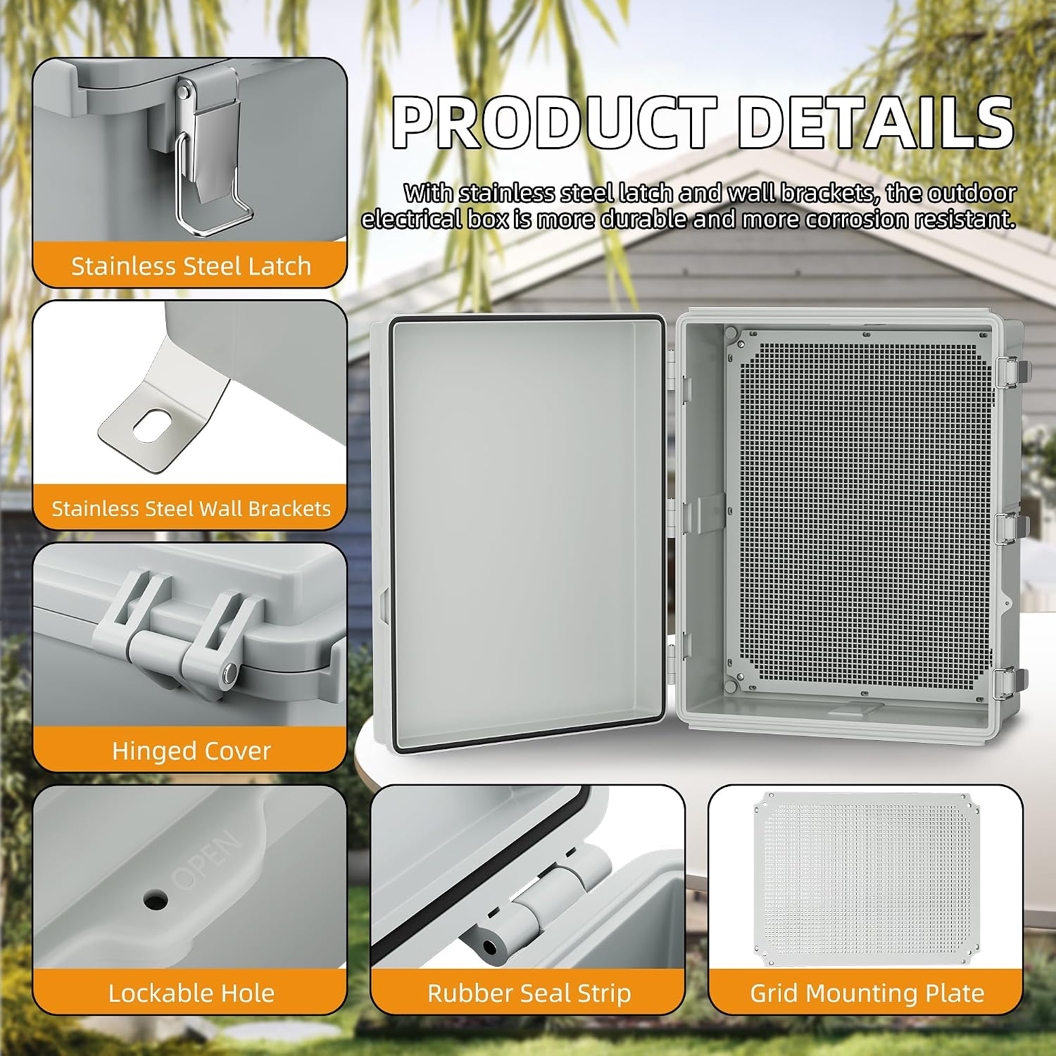 Joinfworld Weatherproof Electrical Box 19.7x15.7x7.9 Outdoor Enclosure image 4