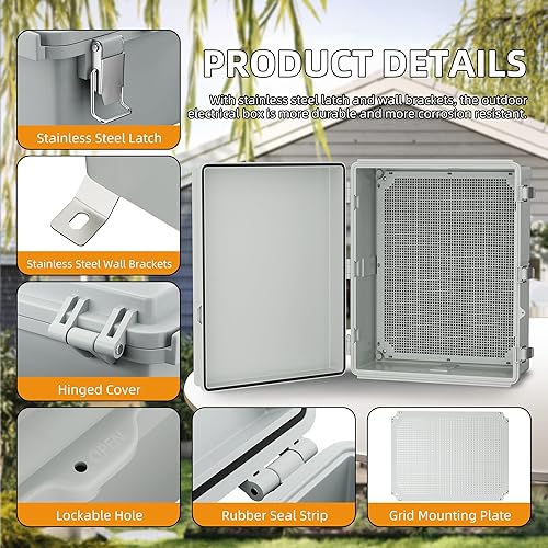 Miniatura 10 de Joinfworld Caja de conexiones eléctricas para exteriores, resistente a la intemperie, de plástico IP67, impermeable, caja de proyecto Nema para WiFi