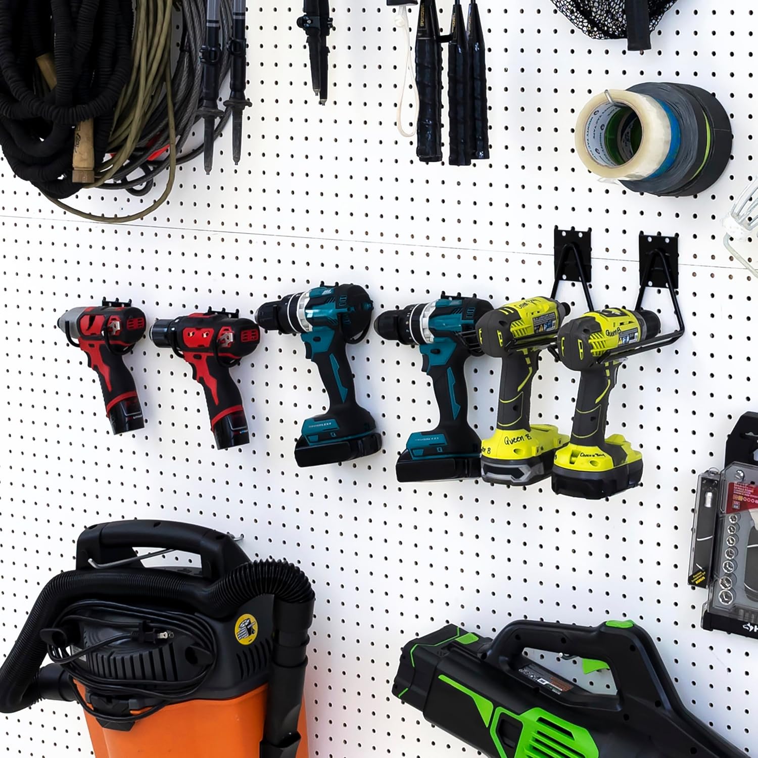 Premier Large Drill Pegboard Utility Hook Pack, Includes: Five (5) Heavy-Duty Drill Garage Utility Hooks and Fifteen (15) Extra-Heavy-Grade Pegboard Hooks (Quantity 1) (1)