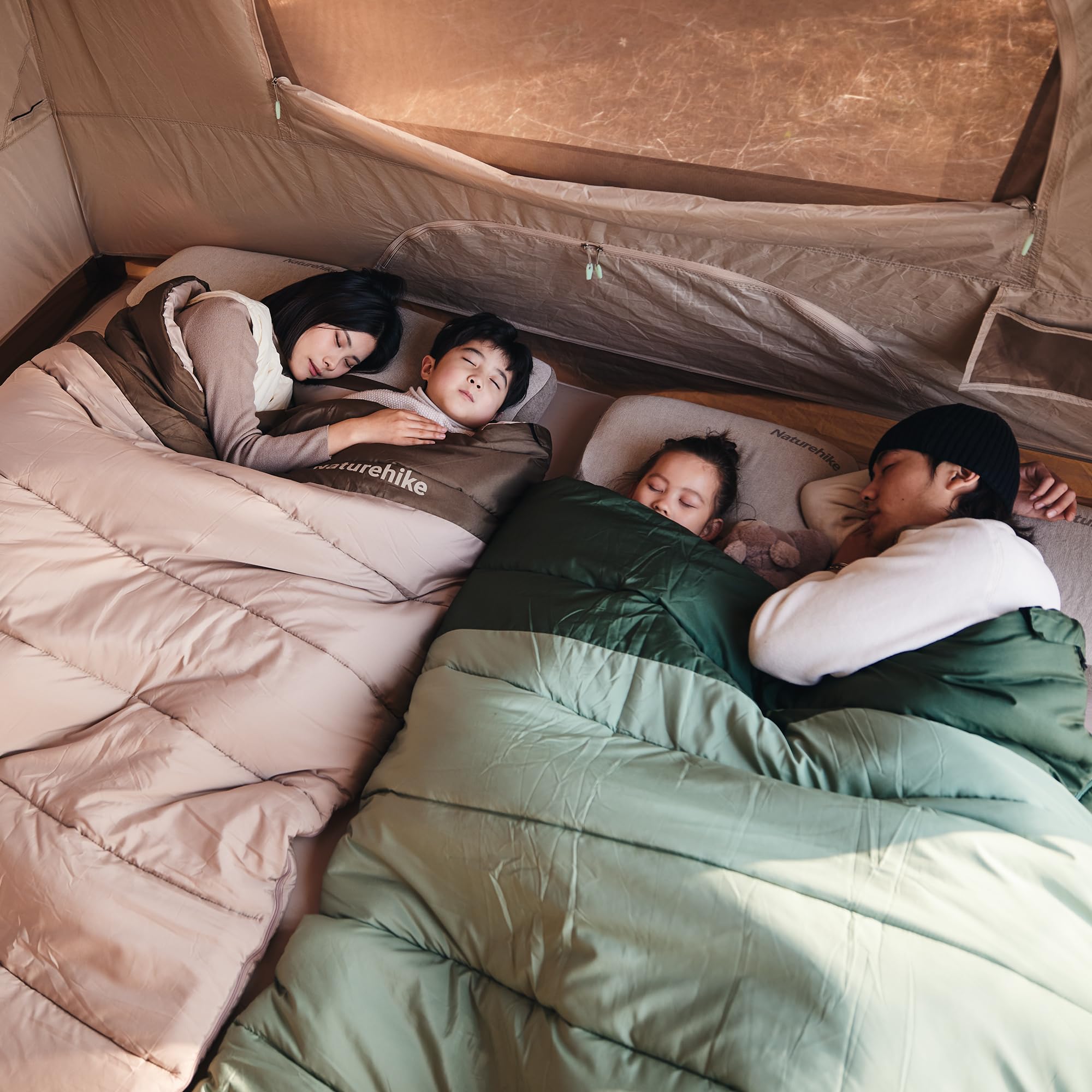 Naturehike YC Più Largo Sacco A Pelo 2 Persone Coperta Sacco A Pelo 3-4 Stagioni per Adulti Bambini Caldo Lavabile Portatile Cotone Sacchi A Pelo per Campeggio, Viaggi e Attività All'aperto
