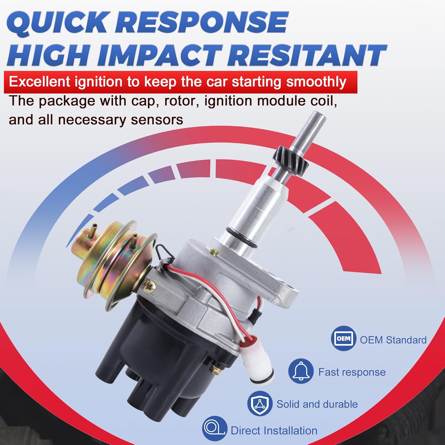 Ignition Distributor Compatible for 1984 Toyota 4Runner / 1982-1990 Toyota Pickup / 1982-1984 Celica 2.4L w/Cap and Rotor kit Replacement 1910035120