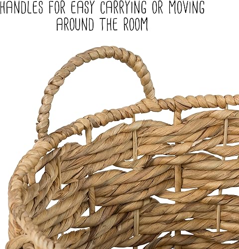 Miniatura 6 de Honey-Can-Do Juego de 2 cestas redondas decorativas de mimbre con asas para almacenamiento, natural STO-09848 Natural