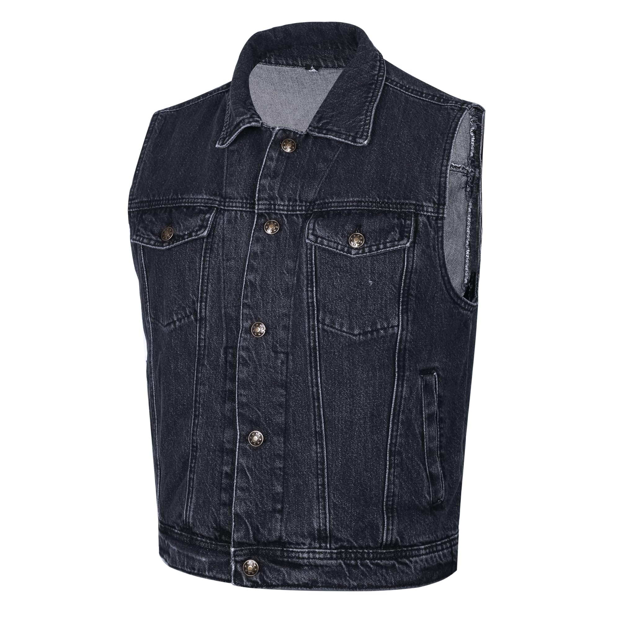 Bikers Gear Australia Men's Black Bikers Gear Denim Vest – Cowboy Sleeveless Jacket Vintage Casual Motorcycle Jacket Waistcoat Outwear (4Xl, )