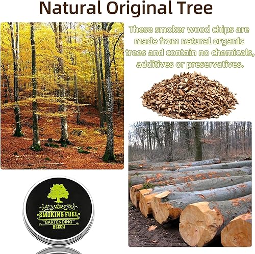 Miniatura 3 de Ahumador de astillas de madera para ahumar, 8 sabores de madera natural, incluyendo cereza, manzana, nogal, haya, pera, nuez, melocotón, roble,