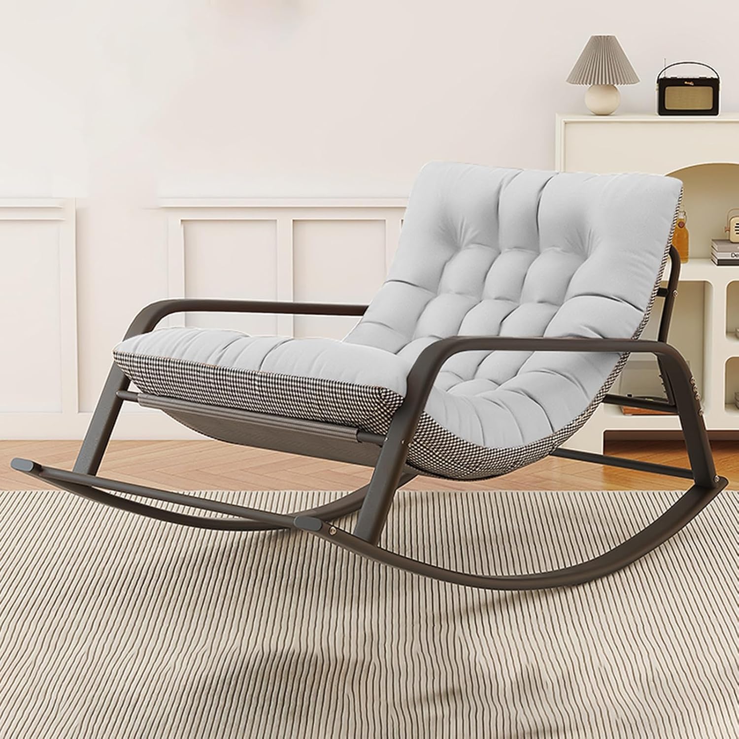 Adjustable Rocking Chair,Metal Rocking Chairs with High Back,Glider ...