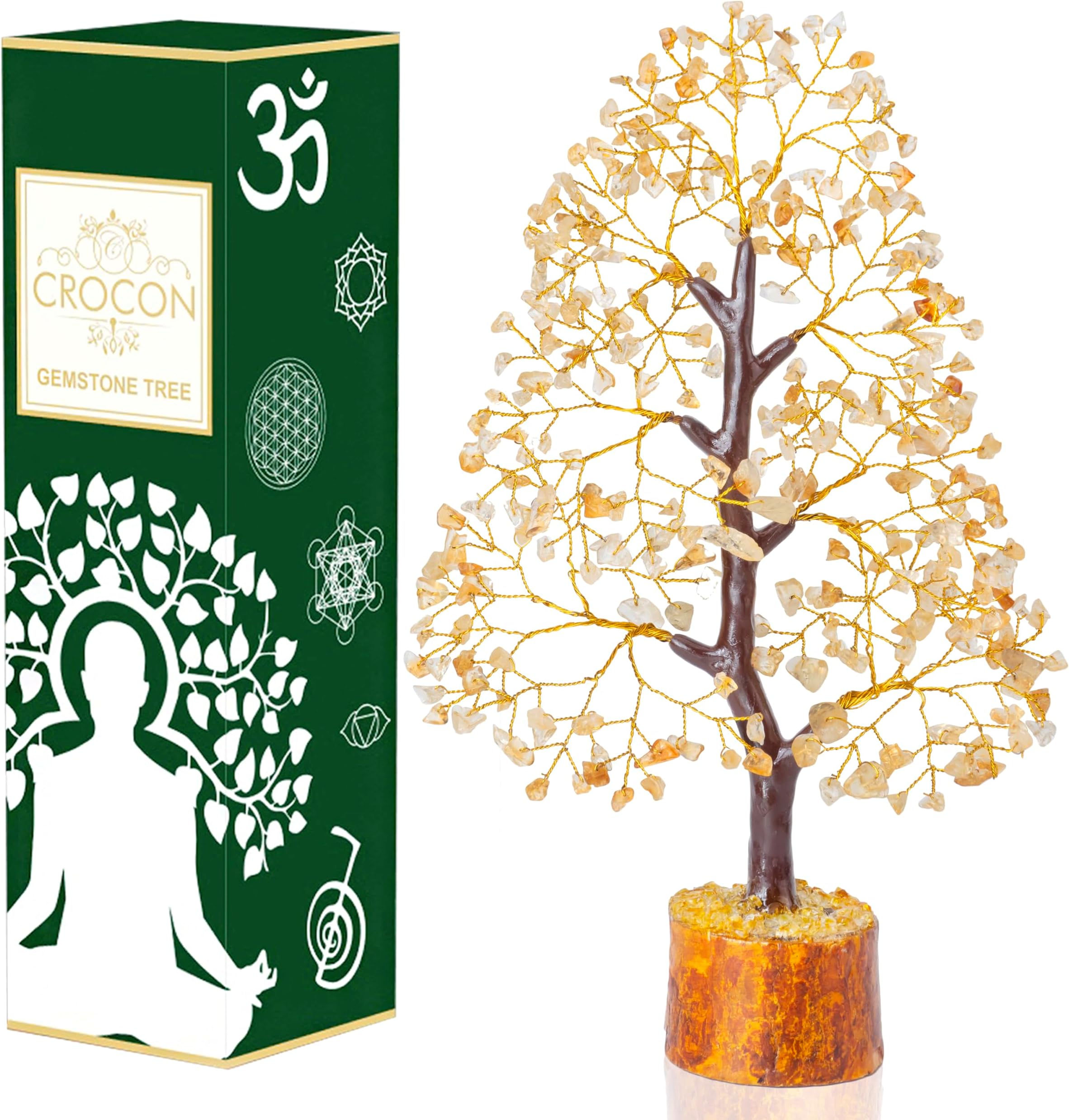 Crocon® Citrine Crystals Tree, Gifts, Birthday Gifts for Women, House Warming Gift New Home Decor, Healing Crystals Spiritual Present, Mom Birthday Gift Her, Decor, Gemstones Money Tree Positivity