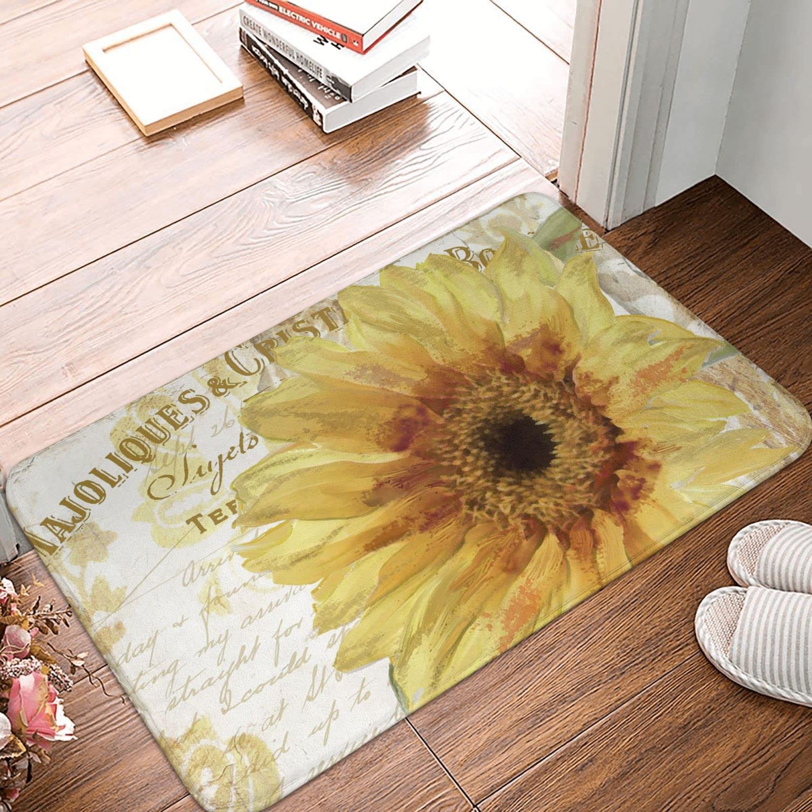 Tapis de patio extérieur imperméable polypropylène tournesol
