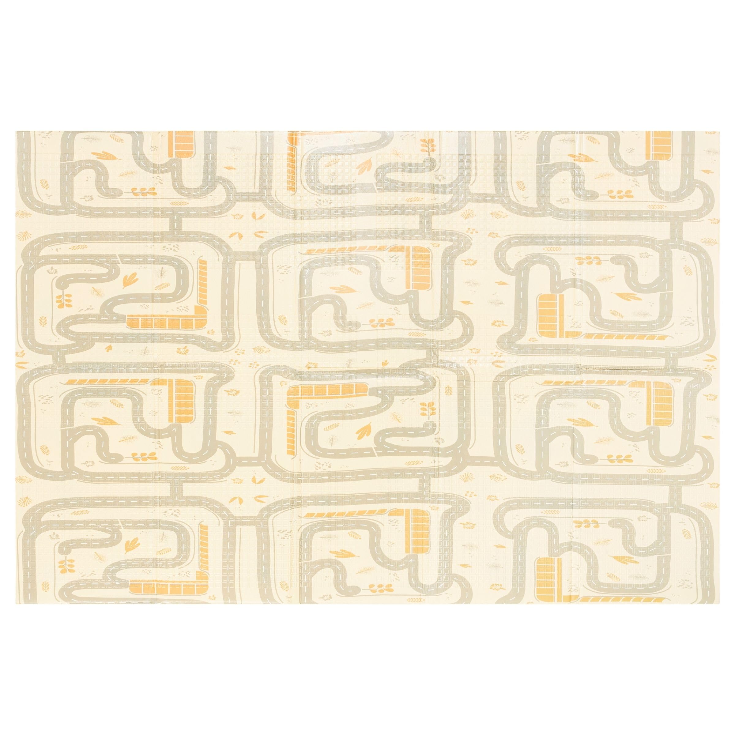 Mamabrum Tapis en mousse pour bébé 180 x 120 x 1 cm, pliable double face, mousse XPE, forêt magique/rues d'automne
