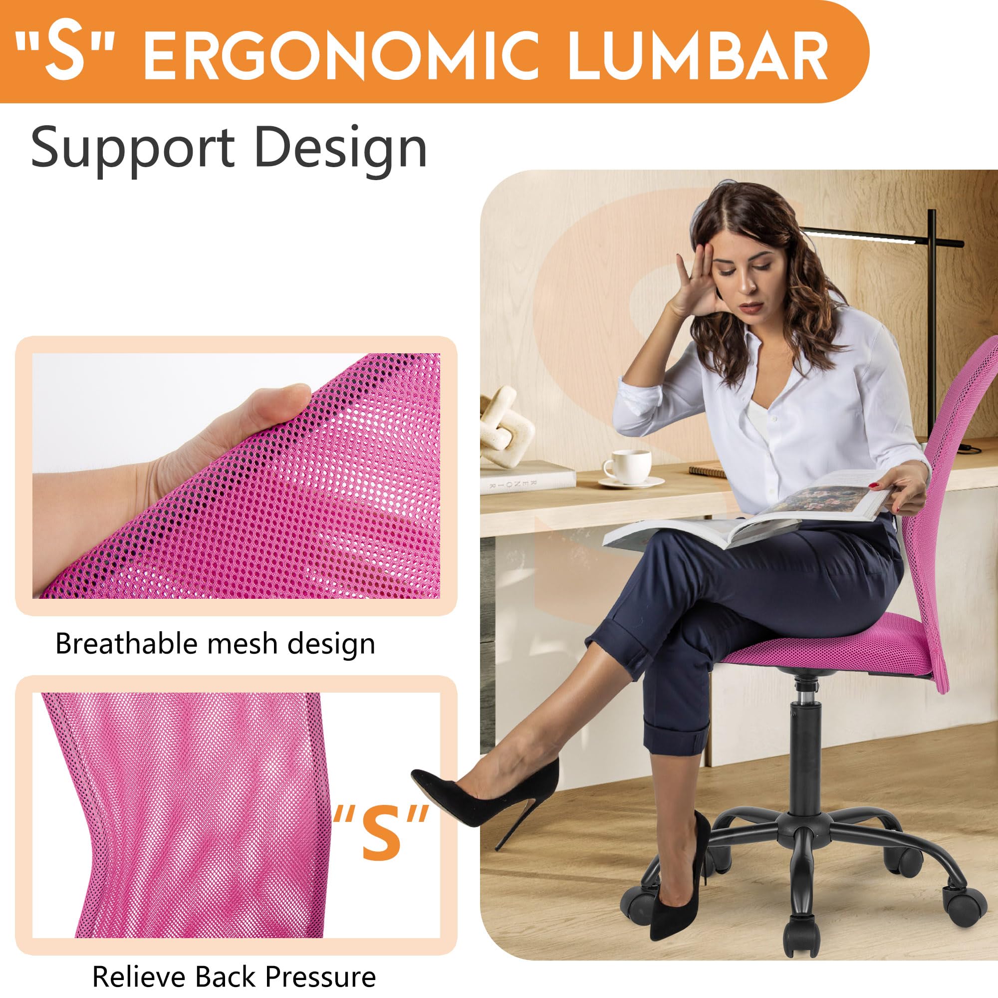 Snapklik.com : FDW Home Office Chair Mid Back Mesh Desk Chair Armless ...