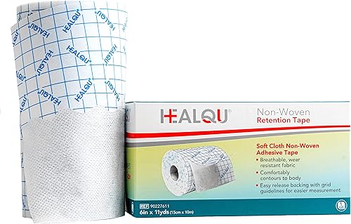 Cinta de retención para vendaje, 6 pulgadas x 11 yardas, tela hipoalergénica no tejida de alta calidad, adhesivo seguro y suave para apósitos de