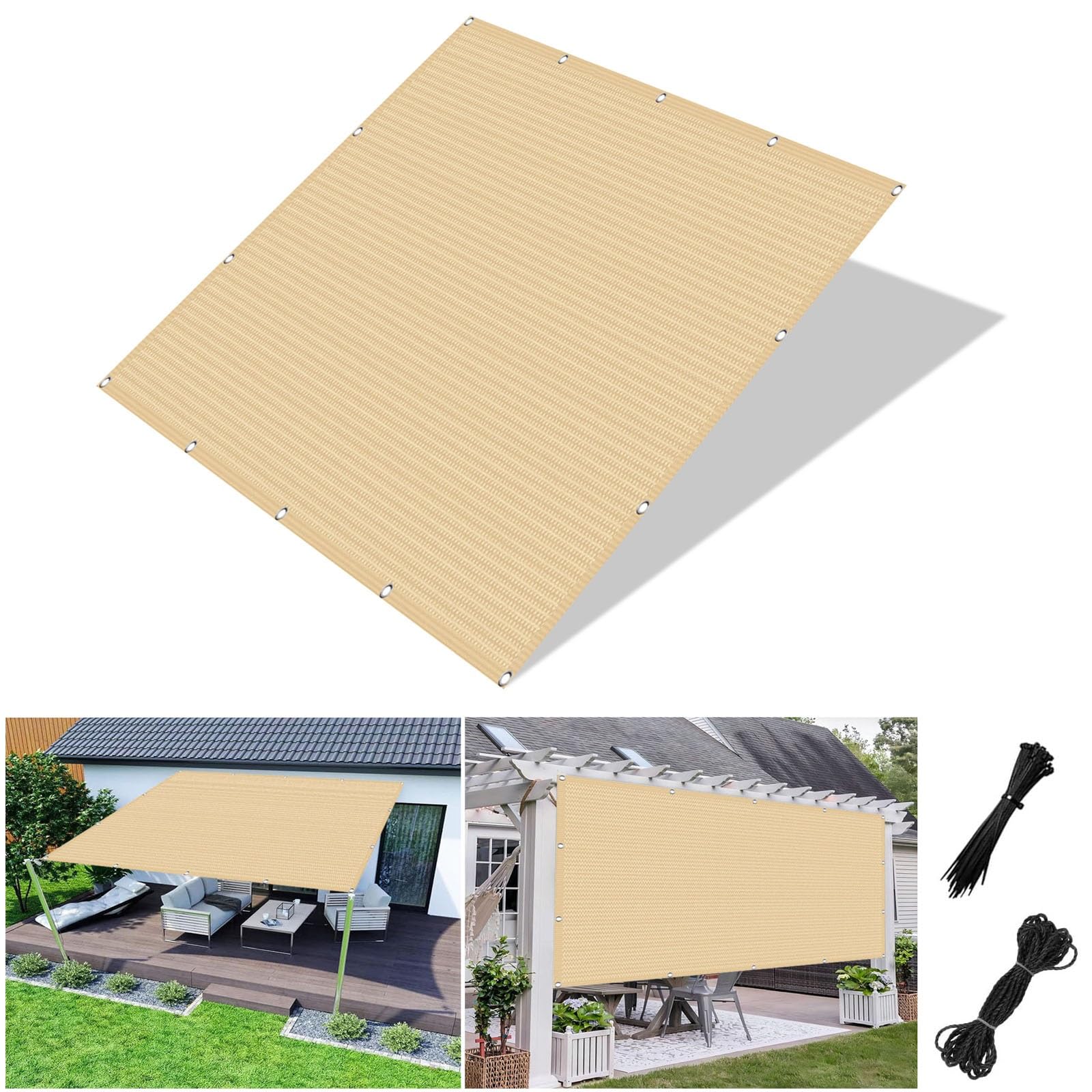 Voile d'ombrage extérieur 2.2 x 2.8 m coupe-vent