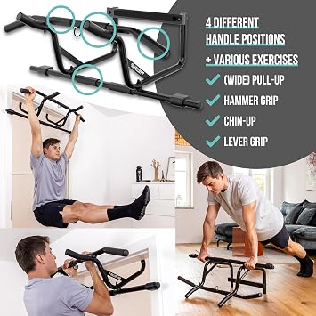 PULLUP & DIP pull-up bar door frame without drilling incl. dip station - door bar with dip bar - dip bar extension for home - pull-up dip set for calisthenics, dips & strength training