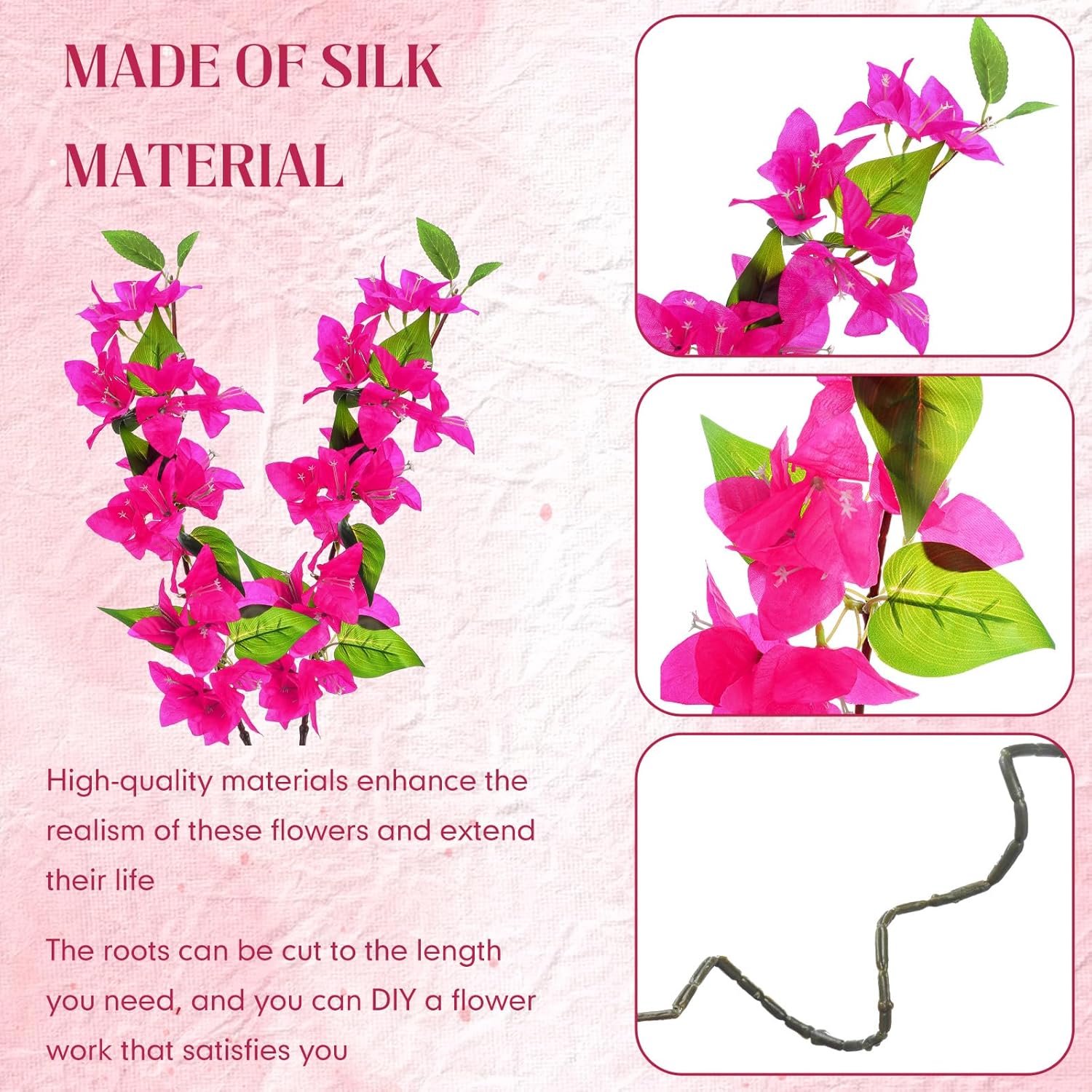 30 Pcs Artificial Faux Bougainvillea Fake Flower Silk Bougainvillea Branches UV Resistant Outdoor Indoor Decoration for Wedding Home Centerpieces Outside Decor (Rose Purple)