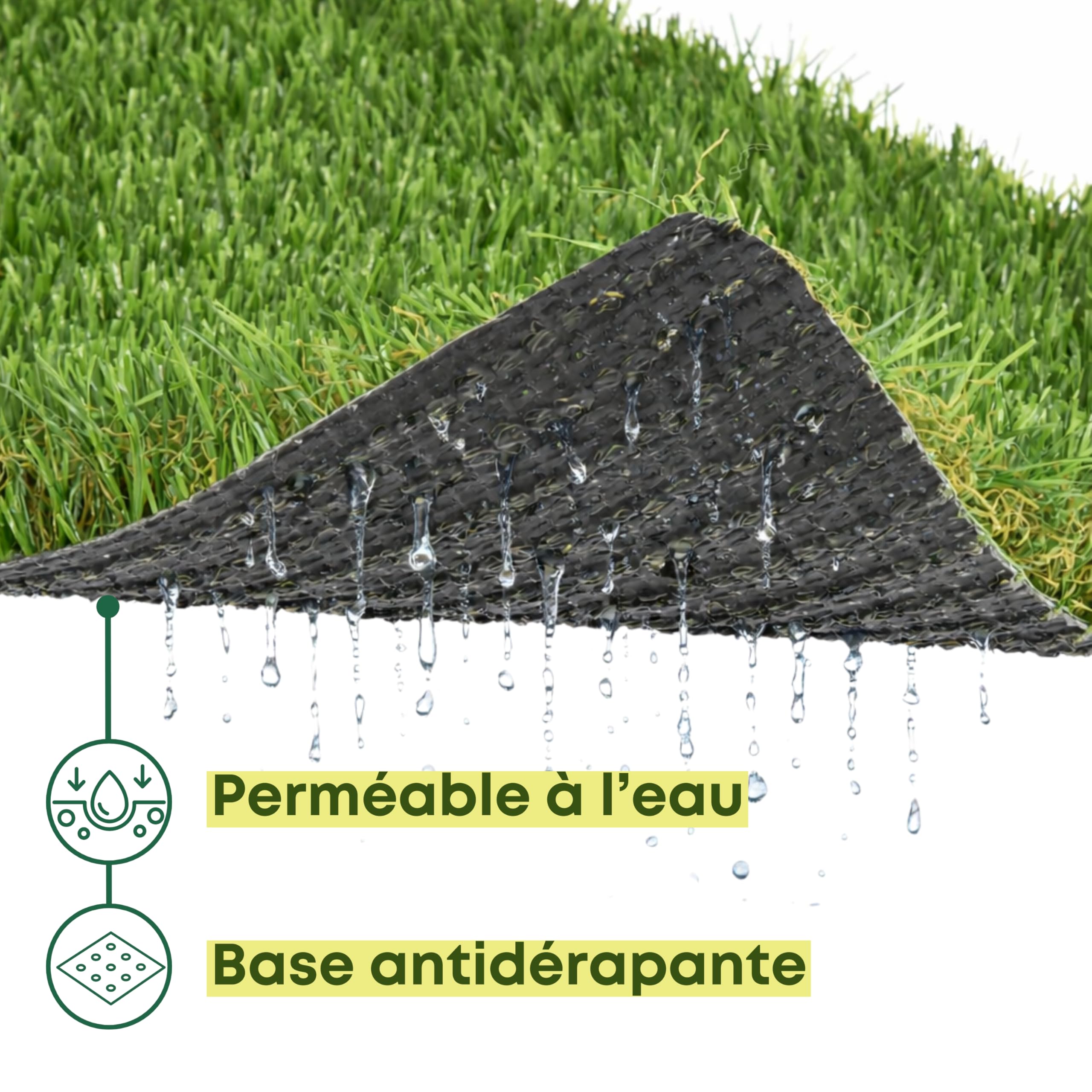 Gazon Synthétique 20 mm - 200 x 300 cm (6 m²) - pour Balcon, Terrasse, Jardin - Effet Naturel - Haute Densité de 18.000 Fils/m² - Résistant UV - Fond Drainant - Adapté aux Animaux - Vert